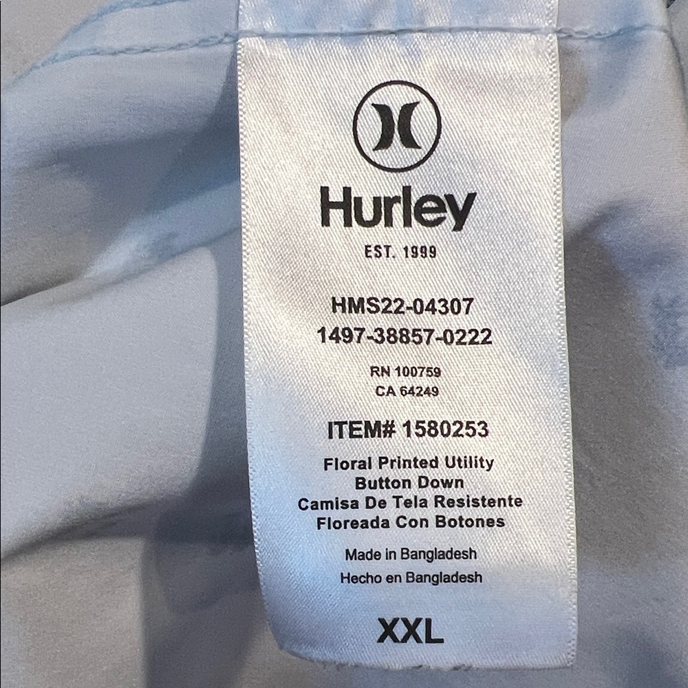 Hurley Light Blue Patterned Button Down Shirt - image 5